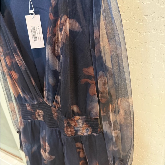 Baltic Born Midnight Blue and Blush Floral Gown - Picture 7 of 9